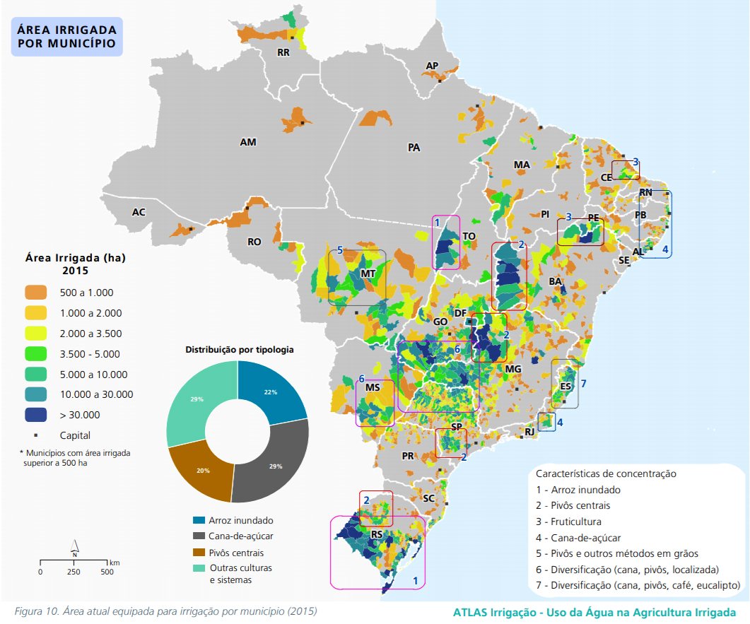 Mapa Área Irrigada - Brasil - Atlas Irrigação 2015 - pg 27